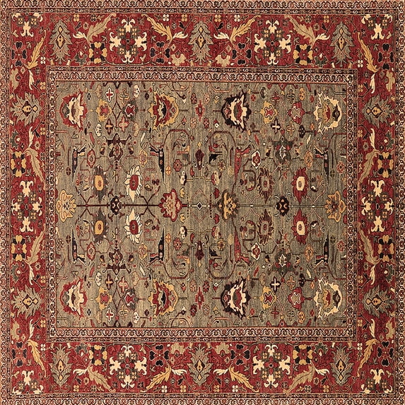 Ahgly Company Indoor Square Oriental Brown Industrial Area Rugs, 8' Square