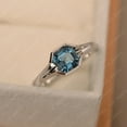 thumbnail image 2 of London blue topaz ring, topaz rose gold ring, asscher cut, dainty ring, November birthstone, 2 of 4