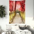 thumbnail image 4 of Autumn Tapestry, Trees with Warm Colored Leaves and a Rustic Wooden Walkway Fall Season, Wall Hanging for Bedroom Living Room Dorm Decor, 60W X 80L Inches, Vermilion and Pale Brown, by Ambesonne, 4 of 5