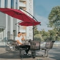 thumbnail image 3 of 10FT Outdoor Patio Umbrella Solar LED Lighted Sun Shade Market Umbrella with Hanging Cover and Cross Base (Burgundy), 3 of 6