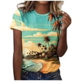 thumbnail image 1 of Birdeem Womens Fashion Print Tops Short Sleeve Out Blouse Round Neck T-Shirt Tops, 1 of 12