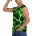 thumbnail image 3 of Bingfone Green Lightning Pattern Men's Tank Tops Workout Sleeveless Tee Shirts Running Beach Tanks for Men-Small, 3 of 7