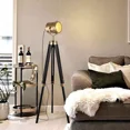 thumbnail image 3 of Nautical Industrial Spotlight Floor Lamp Tripod Stand Hollywood Brass Light, 3 of 3