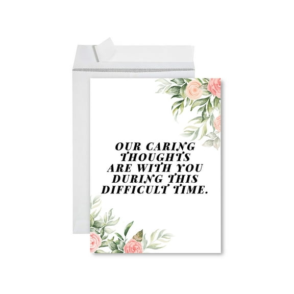 Koyal Wholesale Jumbo Sympathy Card with Envelope, Caring Thoughts Are With You, 8.5" x 11", 1-Pk