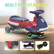 5TH WHEEL 12V 4.5Ah KW01-BB Electric Wiggle Car for Kids, 3-4.5 Mph Swing Car with Music Speaker, Wheels with Lights, Riding Toy for Ages 3–8, Red and blue