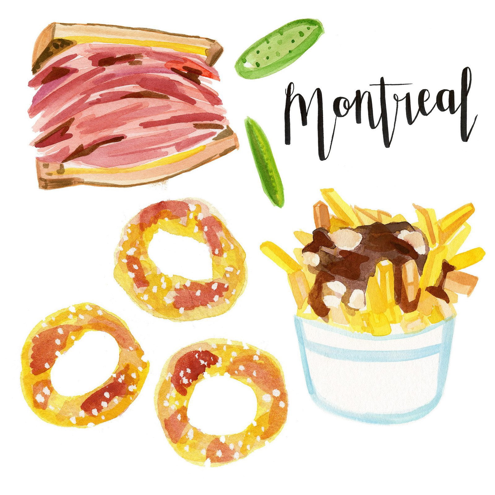 Marmont Hill 'Montreal Eats' by Molly Rosner Painting Print on Wrapped Canvas