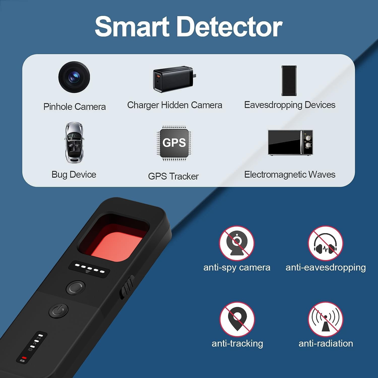 Car GPS Tracker Detector,Hidden Camera Detectors Anti Spy Detector Hidden  Devices Spy Camera Bug RF Listening Device,4 Levels Sensitivity Use for  Home Office - Walmart.com