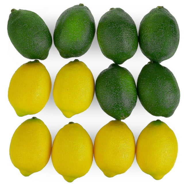 Large Artificial Lemons and Limes, Realistic Decorative Fake Prop Fruit - Set of 12