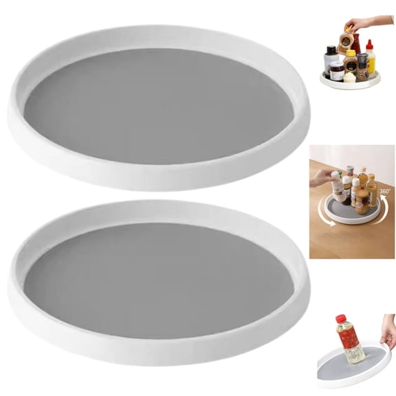 Lazy Susan Turntable 10 Inch, Non-Skid Organizer for Kitchen Pantry, Cabinet and Under Sink Bathroom Storage, 360° Rotating Spice Rack, Set of 2