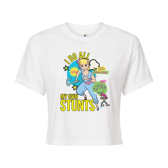 Toy Story 4 - I Do My Own Stunts Bo - Juniors Cropped Cotton Blend T-Shirt