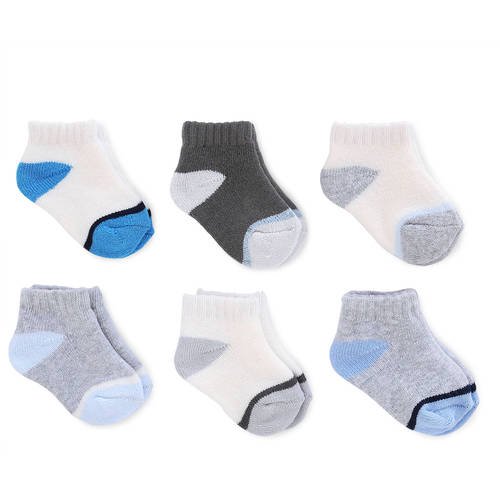Carter's Child of Mine Newborn Baby Boy Terry Crew Socks, 6 Pack