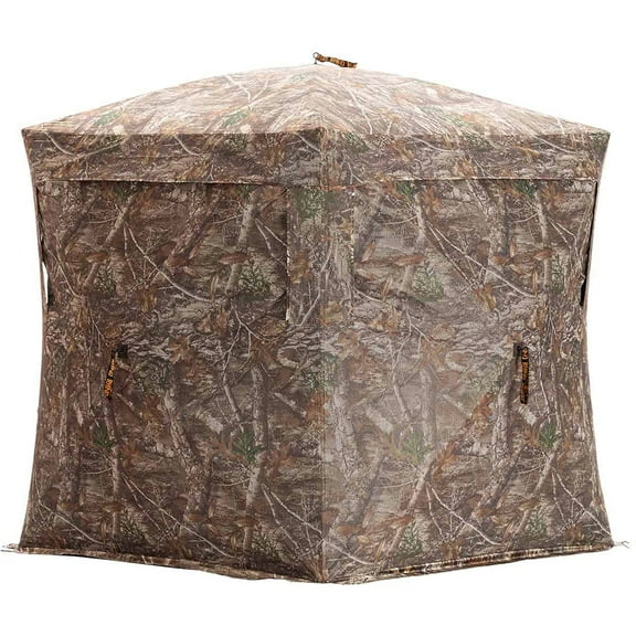 Rhino Blinds R180, 180 Degrees See Through Blind with Double Mesh - Mossy Oak Bottomland 150D