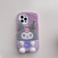 thumbnail image 1 of Sanrio-funda de felpa con dibujos animados para teléfono móvil, carcasa trasera suave con bolsa, Hello Cinnamoroll Kuromi, para iPhone 14, 13, 12, 11 Pro Max, Y2k Fivean unisex, 1 of 2