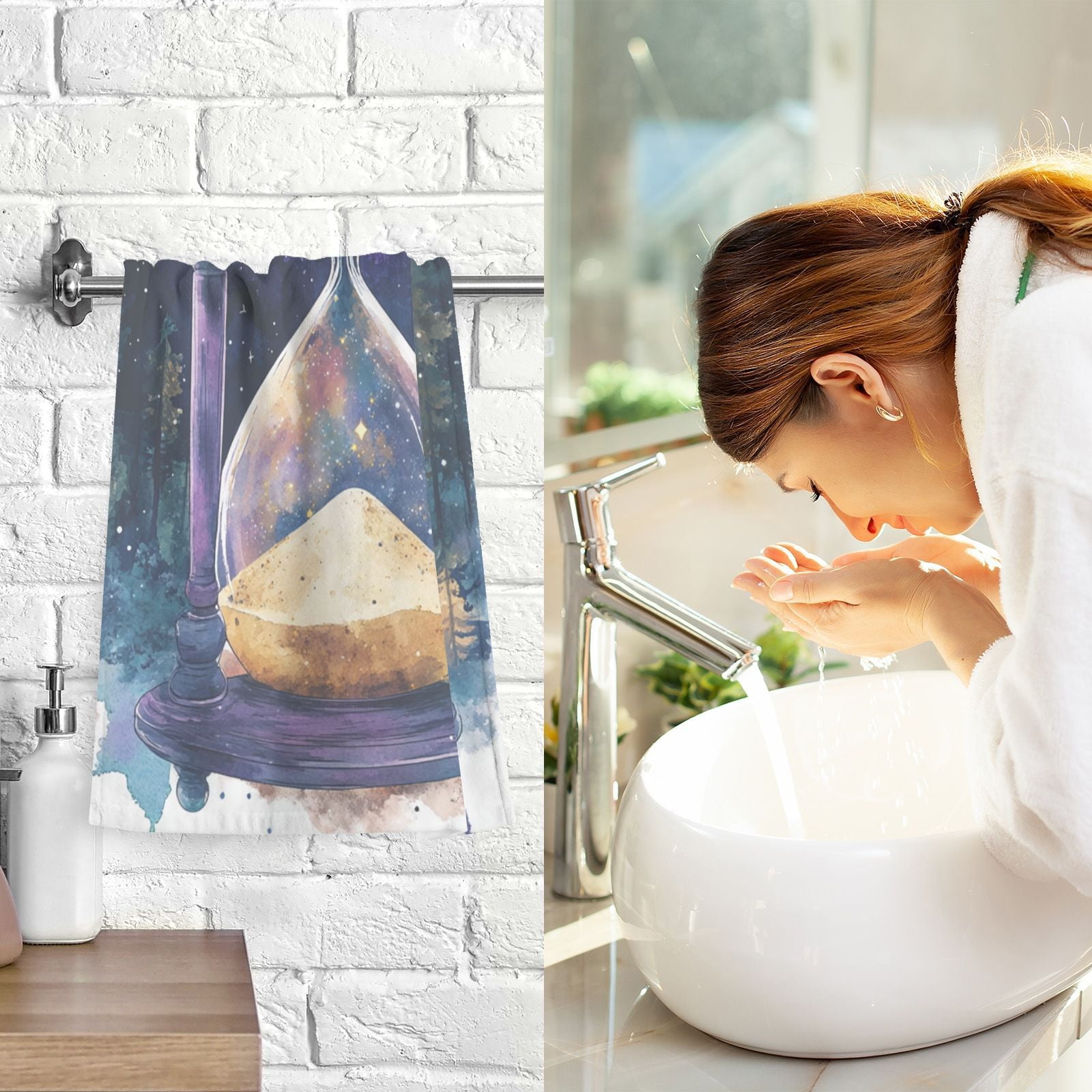Forest Hourglass Hand Towels Cotton Bath Towels Large Face Towels Absorbent for Bathroom 2 Packs