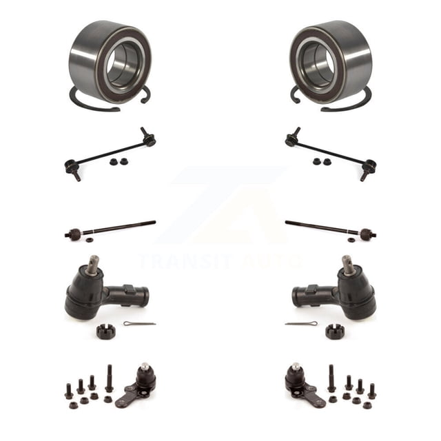 Transit Auto Front Bearing Lower Ball Joint Outer Inner Tie Rod Sway Bar Stabilizer Link Kit (10Pc) for Car 2009-2010 Ford Focus with Fixed Ratio Steering Left Right Side (Driver Passenger) K7T-107807