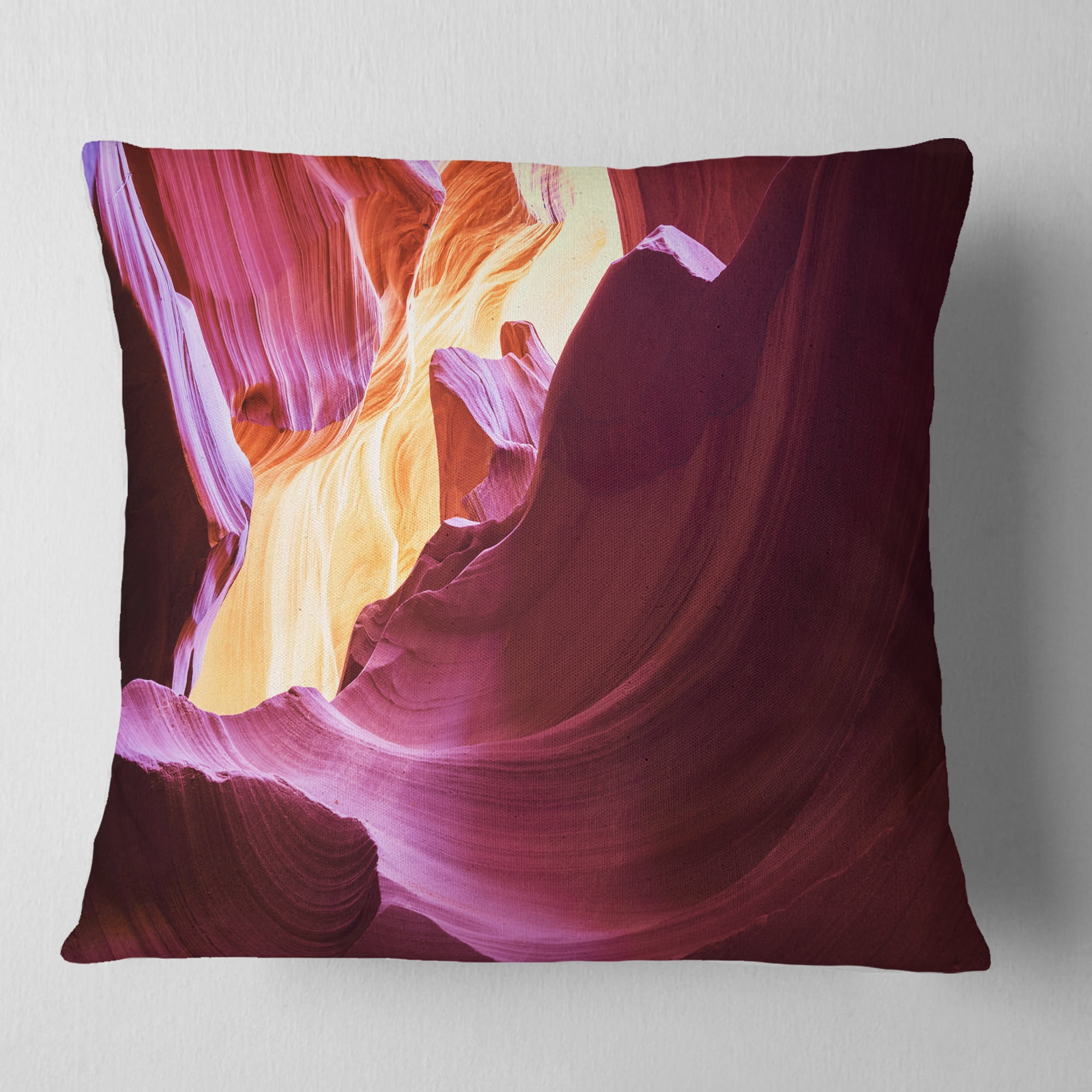 Designart Purple in Antelope Canyon - Landscape Photography Throw Pillow - 18x18