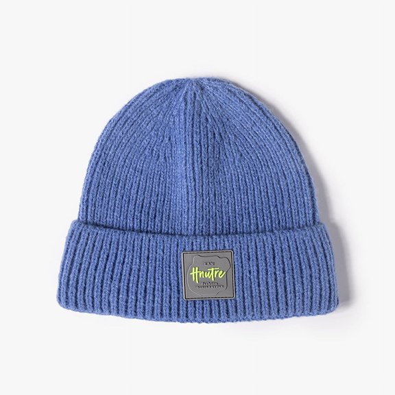Blue Autumn And Winter Hat Women Fashion Joker Korean Tide Knitted Hat Winter Couple Letter Student Wool Hat
