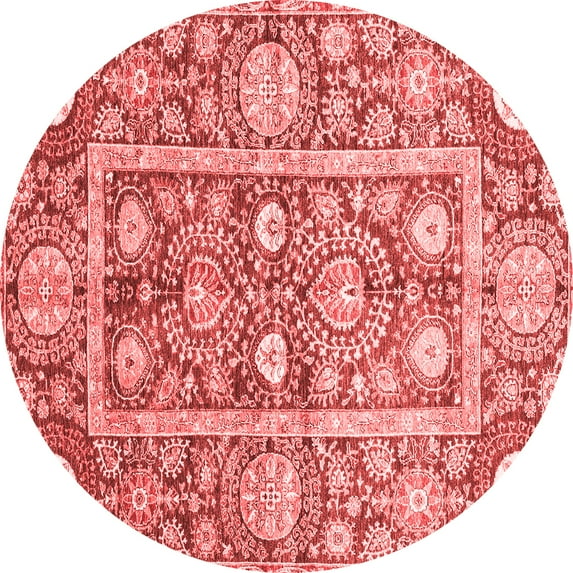 Ahgly Company Machine Washable Indoor Round Oriental Red Traditional Area Rugs, 6' Round