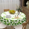 thumbnail image 6 of St. Patrick’s Day Round Tablecloth, Lucky Shamrock Table Cloth, Green and White Tablecloths, Four Leaf Clovers Waterproof Table Cover for Dinner Room Holiday Party Kitchen Decoration, 60 Inch, 6 of 6