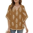 thumbnail image 4 of Womens Boho Tops 3/4 Sleeve V Neck Cotton Tunic Flowy Shirt – Casual Loose Fit Summer Bohemian Peasant Blouse,XL, 4 of 5