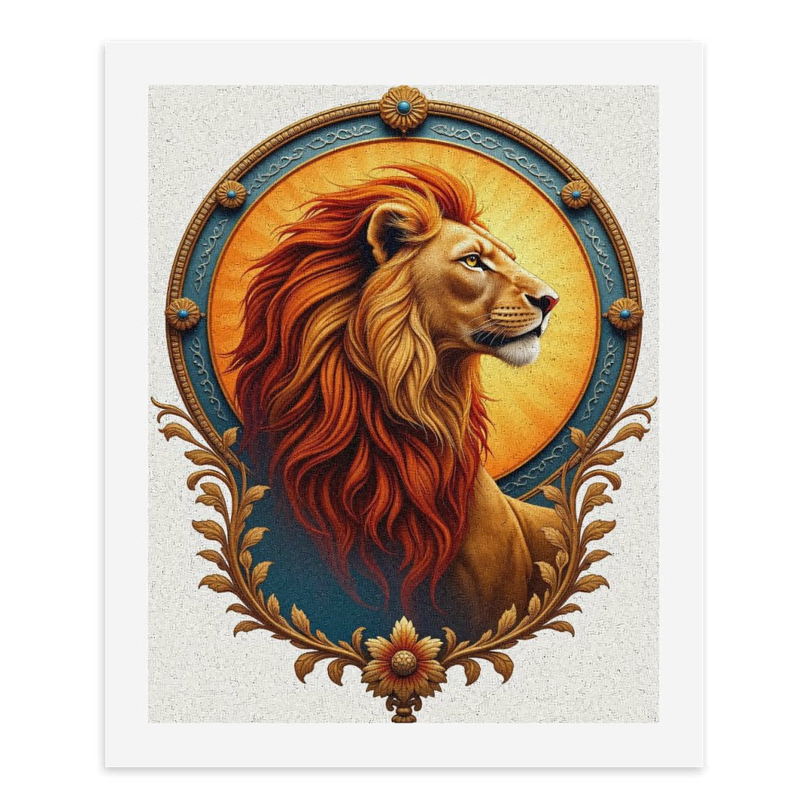 Paint by Numbers Kit for Adults, Lion Regal Sunburst Frame Art Paint by Numbers, Easy Paint by Numbers Kit for Adults Beginner, DIY Adult Paint by Number Kits on Canvas, Home Decor