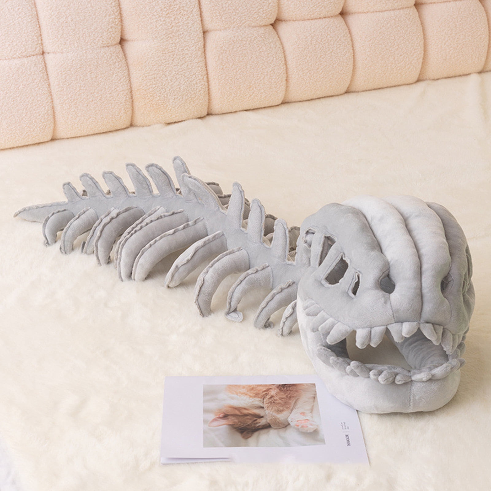29.5" Spinosaurus Plush Dino Outfit, Outfit Halloween Fun Dinosaur Skeleton Plush Costume with Spine Extension for Parties, Wearable Dino Skeleton Plush (Green)