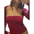 thumbnail image 4 of Fortune Women Tube Tops Shrug Set,Strapless Short Tops+Long Sleeve Cropped Cardigan, 4 of 7