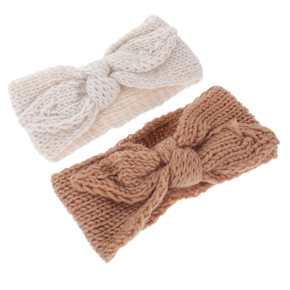 Niceauty 2pcs Knitted Hair Bands Fabric Beige Cute Style Headdress for Birthday Party