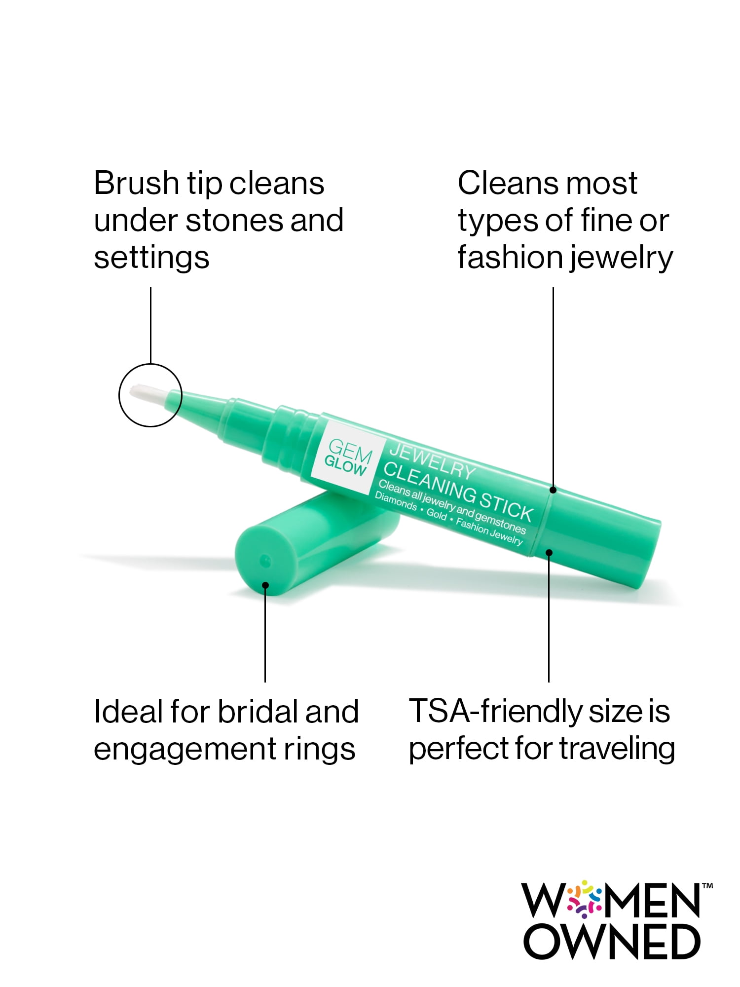 NIB Gem Glow Jewelry Cleaning Stick Brush Tip 4 ml