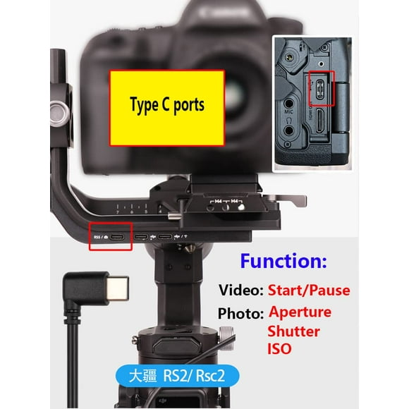 USB-C Type C to Type C, Gimbal Stabilizer Control & Charging line Cable,for DJI RSC2, RS2, RS3, RS3 Pro, to Sony Canon