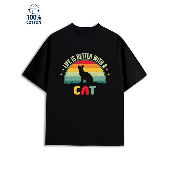 Cat Life T-Shirt men pet black Cool shirts, Funny shirts, t shirt fun interesting Original Unisex Shirt Cotton tshirts Classic Unisex Shirt Graphic tshirts