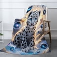 thumbnail image 2 of Joocar Snow Leopard Galaxy Print Flannel Throw Blanket For Winter Gift Home Sofa Bed Decoration 40x50 inch, 2 of 5