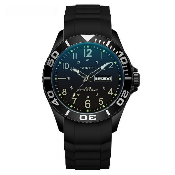 Reloj de pulsera digital fluorescente de cuarzo con calendario y pantalla dual, de tamaño mediano, moderno, informal, sencillo y personalizado con visión nocturna