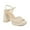 Ivory, variant on XYD Women Cutout Open Round Toe Platform Sandals Ankle Strap Block Heels Fashion Party Dress Woven Shoes Size 11 Tan