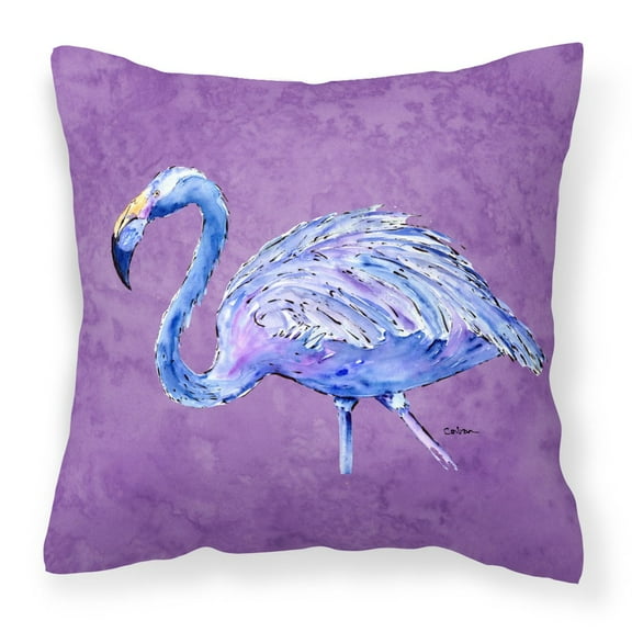 Carolines Treasures 8874PW1818 Flamingo on Purple   Canvas Fabric Decorative Pillow 18H x18W multicolor
