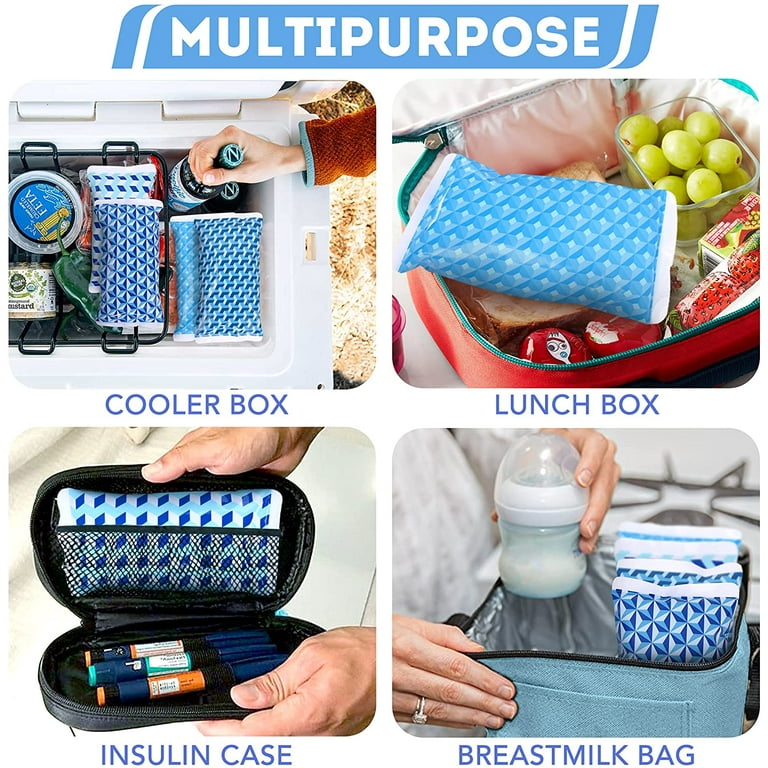 6 x Ice Packs for Lunch Box and Lunch Coolers - [Long Lasting] Freezer Blocks (3 x Large, 3 x Small) Cold - [Reusable] and Great for Kids School