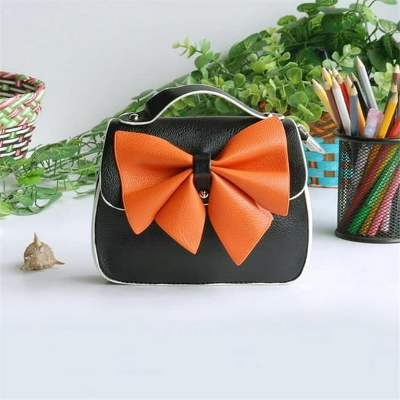 BX067-BLACK Charm Bowknot - Colorful Leatherette Clutch Shoulder Bag Clutch Casual Purse