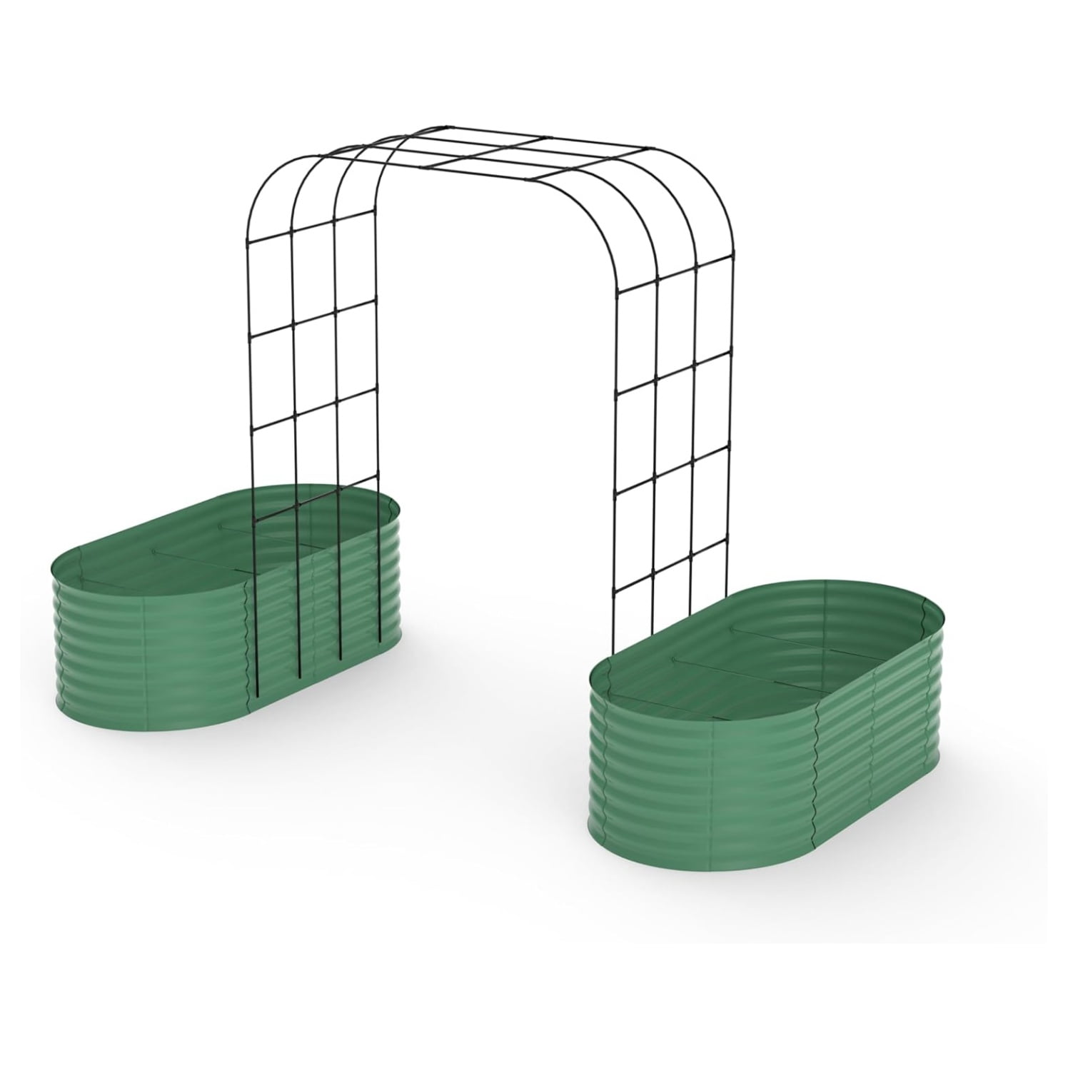 Steel Raised Garden Bed Kit with 89" Rust-Proofs Trellis Arch - 2 in 1 Vertical Gardening System for Climbing Plants & Flowers | Heavys-Duty Outdoor Planter Box Tool-Free Assembly