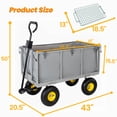 thumbnail image 2 of 4-in-1 Oversized Steel Dump Garden Cart , 880lbs Pullable Mesh Metal Garden Cart, All-Terrain Utility Cart with Removable Liner & Side Panels & Mesh Tray for Outdoor Lawn, Patio and Landscaping, Gray, 2 of 10