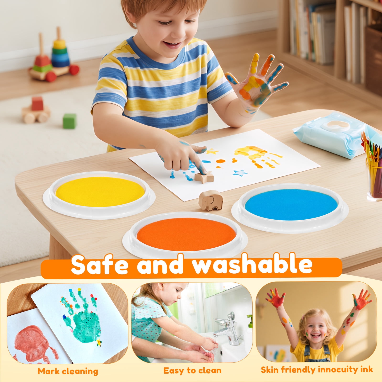 12Pcs 18cm Large Round Ink Pad for Stamping 12 Color Washable Stamp Pad Vibrant Ink Craft Mat for Home School Classroom