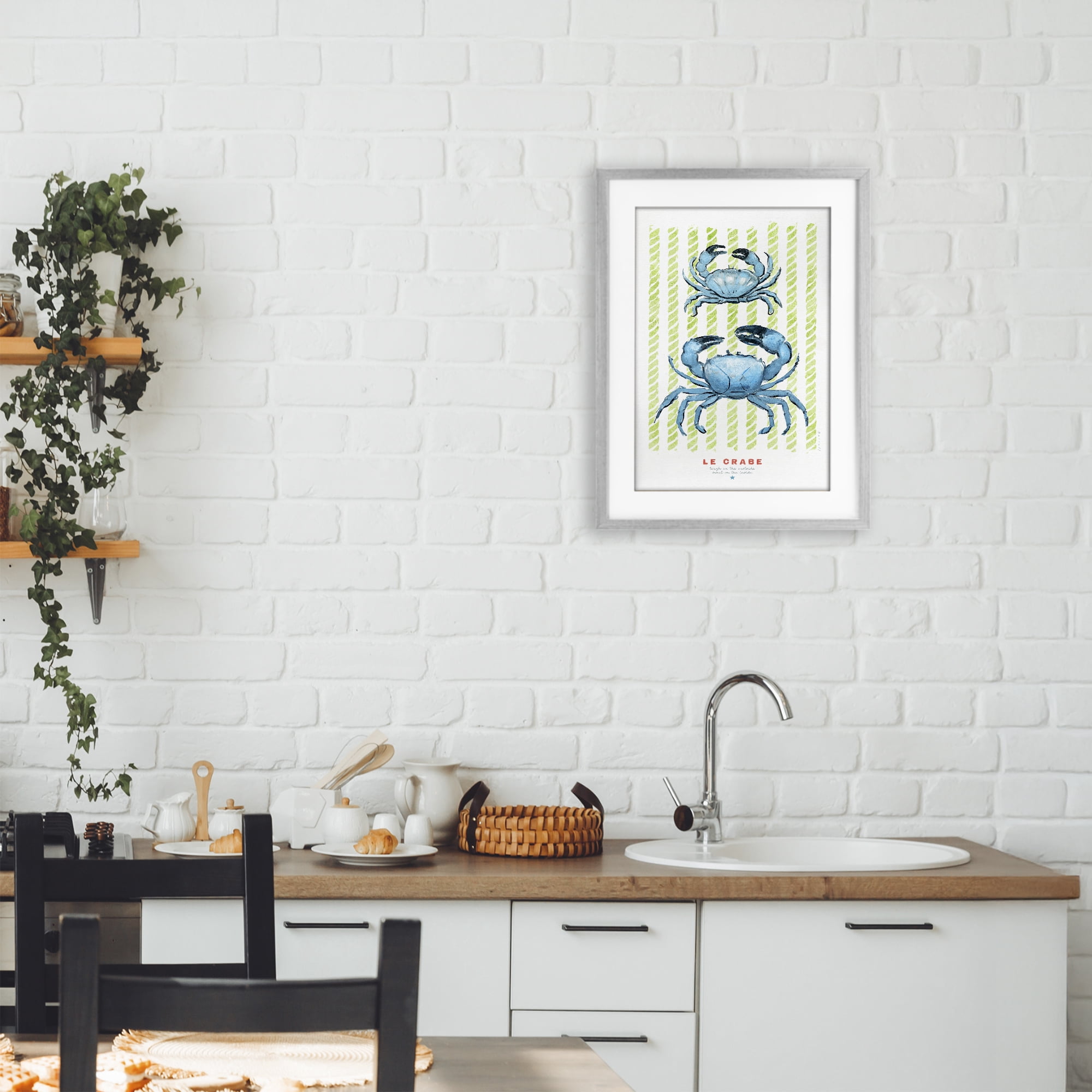 Stupell Industries Modern Bistro Crabs Gray Framed Print Under Glass, design by Chad Barrett