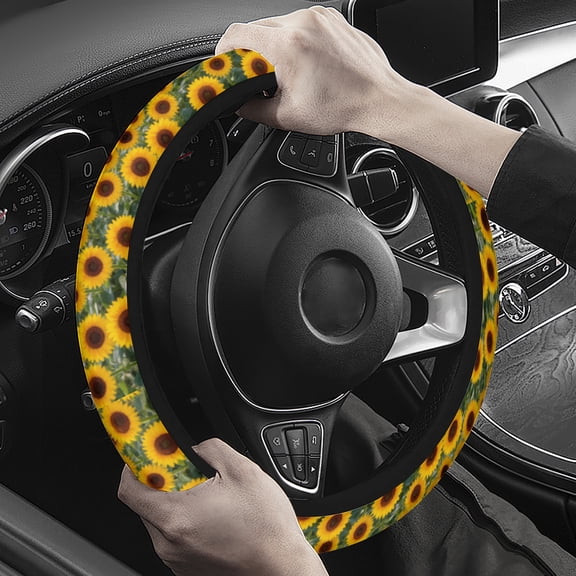 Steering Wheel Cover Neoprene Material Most Cars Men&Women Universal 15 inch Premium Non-Slip Spring Steering Wheel Protector Sunflower Steering Wheel Cover