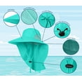thumbnail image 3 of UPF 50+ Sun Protection Hat for Women's Adult UV Solar Protection Wide Brim Outdoor Beach Fishing Bucket Bonnie Cap Visor with Neck Flap Breathable Mesh Lightweight Foldable Windproof A Turquoise, 3 of 5
