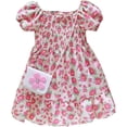 thumbnail image 1 of LAICAIW Robe d'Été à Volants Manches Bouffantes Mode Fille Mignonne Imprimé Floral Robe Princesse avec Sac à Bandoulière 16 (RD1, 4-5 Ans), 1 of 7
