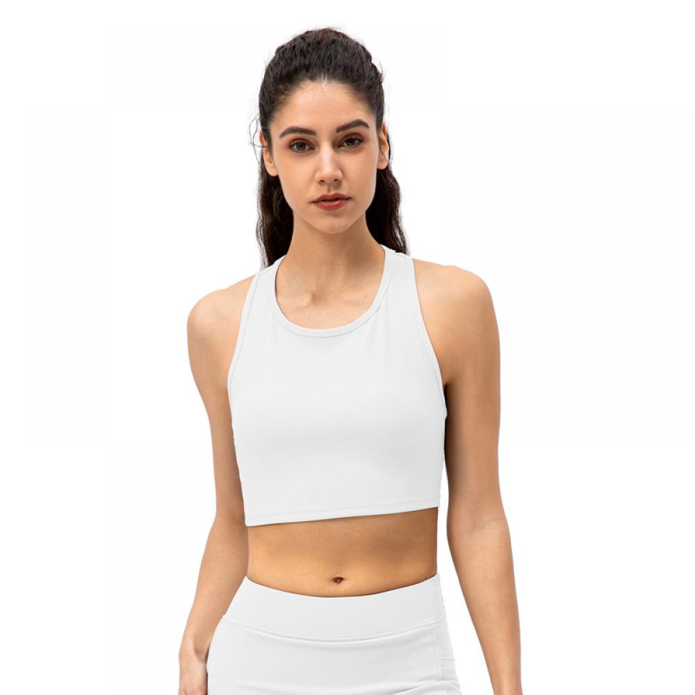 Women Ribbed Workout Crop Tank Top 