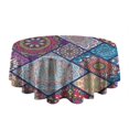 thumbnail image 5 of Multicolor Ethnic Mandala Pattern Round Tablecloth 60"x60",Wrinkle Wipeable Table Cloth for Kitchen Dining Room Picnic Patio Party, 5 of 6