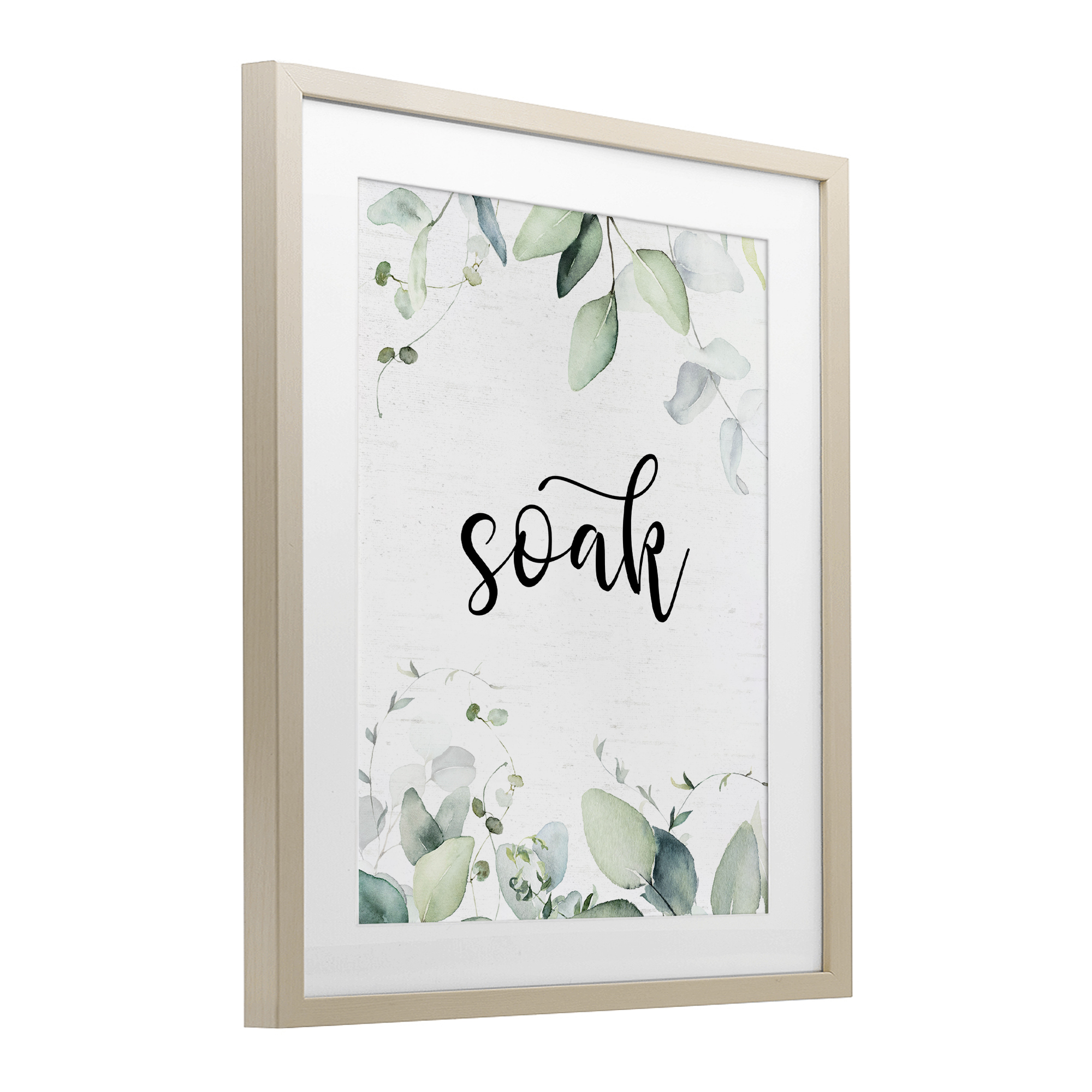Soak Leafy Herbs Birch Framed Print Under Glass, design by Lettered and Lined