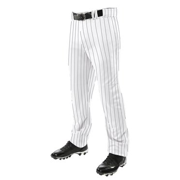Champro Sports Triple Crown Open Bottom Baseball Pants with Pinstripes, Adult Large, White with Black Pinstripes