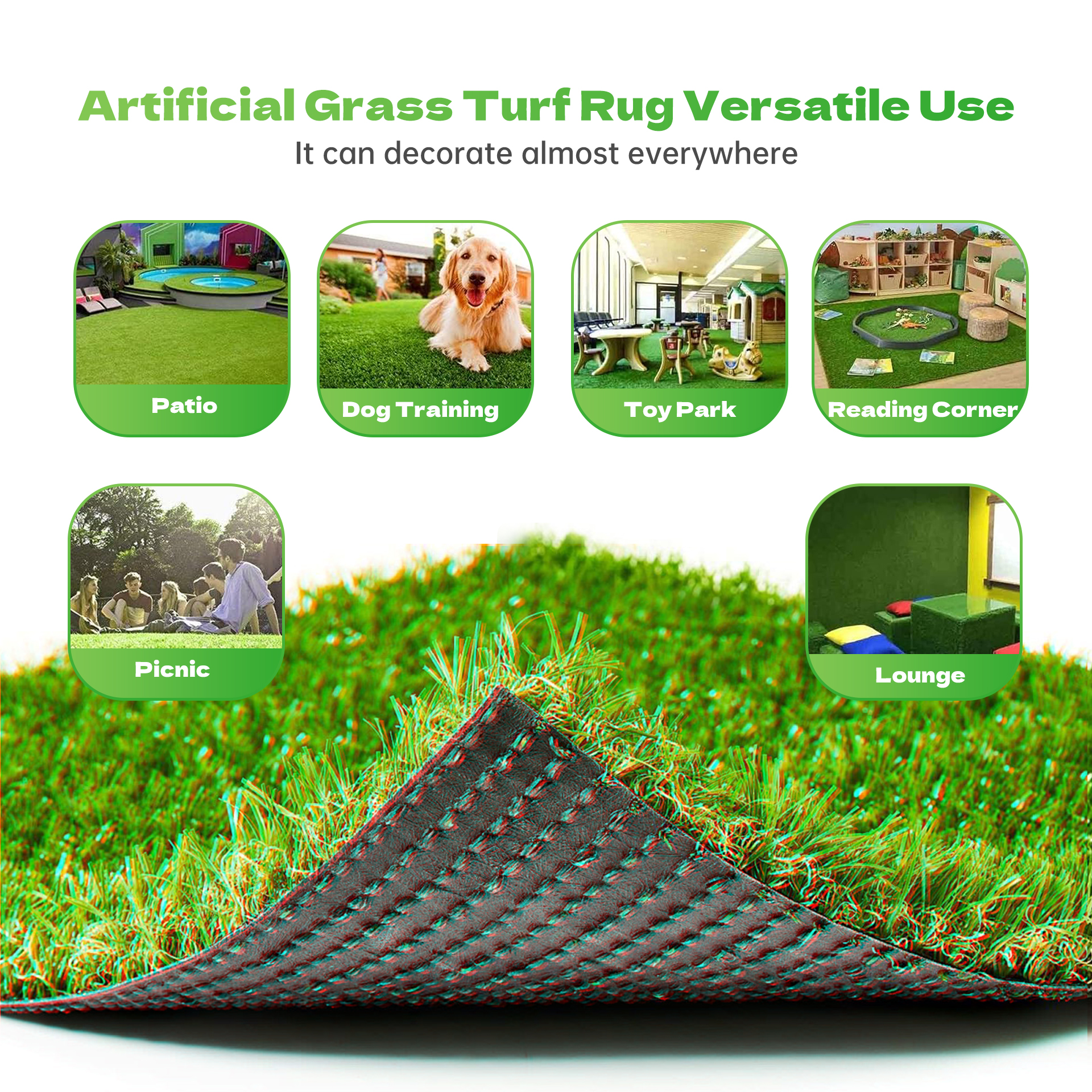 Kefa Home 4x10 Ft Artificial Grass Rug – Realistic Synthetic Lawn Mat For Garden, Patio