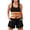 Black, variant on Womens Two Piece Athletic Swimsuit Set Racerback Crop Top with High Waisted Drawstring Pocket Shorts Quick Dry Bathing Suit for Beach Green